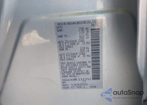 2021 Nissan Murano S from USA, damaged, VIN 5N1AZ2AS6MC133352